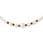 14k White Semi-Round Freshwater Cultured Pearl and Faceted 4.0GA Garnet Bead Necklace