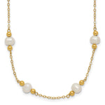 14k 5- White Near-Round Freshwater Cultured Pearl Beaded 12-Station Necklace