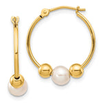 14K 5- White Semi-round Freshwater Cultured Pearl Polished Hoop Earring
