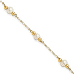 14k 5- White Near-Round Freshwater Cultured Pearl Beaded 5-Station Bracelet