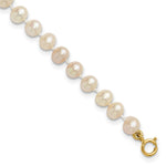 14k 4- White Semi-Round Freshwater Cultured Pearl Bracelet