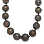 14k White Gold 9- Black Semi-Round Tahitian Saltwater Cultured Pearl Graduated Necklace