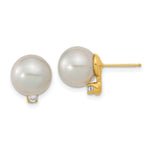 14k 9- White Round South Sea Saltwater Cultured Pearl and .10 Carat Diamond Post Earrings