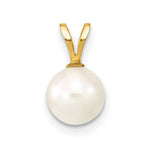 14k 7- White Round Akoya Saltwater Cultured Pearl Pendant