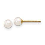 14k 3- White Round Akoya Saltwater Cultured Pearl Stud Post Earrings