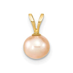 14k Gold 6- Pink Round Freshwater Cultured Pearl Pendant