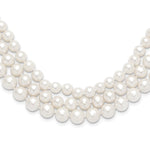 14k 8- White Near-Round Freshwater Cultured Pearl 3-Strand Necklace