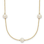14k 7- White Near-Round Freshwater Cultured Pearl 7-Station Necklace
