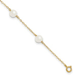 14k 6- White Near-Round Freshwater Cultured Pearl 6-Station Anklet