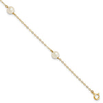 14k 5- White Near-Round Freshwater Cultured Pearl 3-Station Bracelet