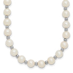 14k White Gold 6- White Near-Round Freshwater Cultured Pearl Beaded Necklace
