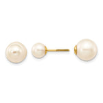 14k 6- and 9- White Round Freshwater Cultured Pearl Screwback Post Earrings