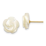14k White Mother of Pearl Flower Design Post Stud Earrings
