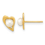 14k 3- White Button Freshwater Cultured Pearl Post Earrings
