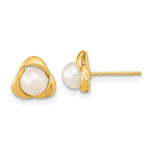 14k 5- White Button Freshwater Cultured Pearl Post Earrings
