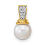 14k 6- Button White Freshwater Cultured Pearl and Diamond Pendant