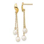 14k 4- White Rice Freshwater Cultured Pearl Post Dangle Earrings