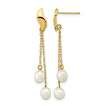 14k 4- White Rice Freshwater Cultured Pearl Chain Dangle Post Earrings