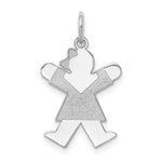 14k White Gold The Kids Small Girl with Bow Engravable Joy Charm