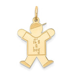 14k The Kids Small It's a Boy Engravable Joy Charm