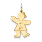14k The Kids Small It's a Girl Engravable Kiss Charm