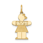 14k The Kids Small Floral Dress Girl Engravable Hugs Charm