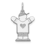 14k White Gold The Kids Small Heart Shirt Boy Engravable Love Charm