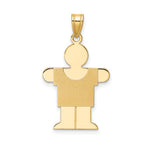 14k The Kids Solid Satin Medium Boy Engravable Hugs Charm