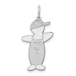 Sterling Silver Rhodium-plated Engravable Pee-Wee Boy Cuddles Charm