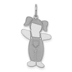 Sterling Silver Rhodium-plated Engravable Country Side Girl Cuddles Charm