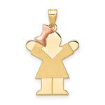14k Two-Tone Small Girl on Left Engravable Charm