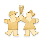14k Solid Boy Facing Right and Girl Facing Left Engravable Charm