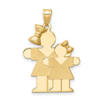 14k The Kids Big Girl and Little Girl Engravable Hugs Charm