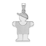 14k White Gold Medium Boy w/Hat on Right Engravable Charm