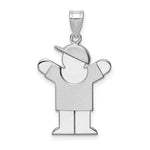 14k White Gold The Kids Medium Boy with Hat on Right Engravable Love Charm