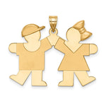 14k Solid Engravable Boy on Left and Girl on Right Charm