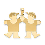 14k The Kids Solid Engravable Medium Double Boys Kiss Charm