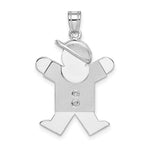 14k White Gold The Kids Medium Boy with Hat on Right AA Diamond Joy Charm