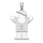 14k White Gold The Kids Medium Boy with Hat on Right AA Diamond Love Charm