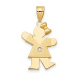 14k The Kids Small Girl with Bow on Right AA Diamond Kiss Pendant