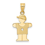 14k The Kids Small Boy with Hat on Right AA Diamond Hugs Pendant