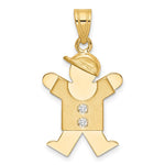 14k The Kids Medium Boy with Hat on Right AA Diamond Joy Pendant