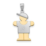 14k Two-tone The Kids Small Boy with Hat on Right AA Diamond Hugs Pendant