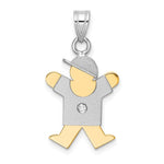 14k Two-tone The Kids Small Boy with Hat on Right AA Diamond Joy Pendant