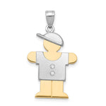 14k Two-tone The Kids Medium Boy with Hat on Right AA Diamond Hugs Pendant