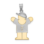 14k Two-tone The Kids Medium Boy with Hat on Right AA Diamond Love Pendant