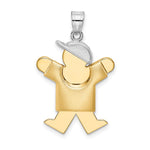 14k Two-tone The Kids Medium Puffed Boy with Hat on Right Engravable Joy Charm