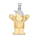14k Two-tone The Kids Medium Puffed Boy with Hat on Right Engravable Love Charm