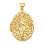 14k Polished Leaf Swirl Design with LOVE YOU ALWAYS on Reverse Oval Locket