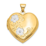 14k with White Rhodium Floral Heart Locket